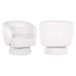 Draaibaar wit furry lounge stoel Senna