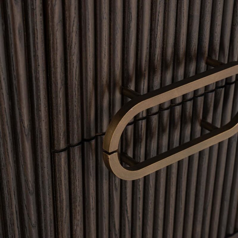 Luxor nachtkastje met een deur, bruin eiken en goud