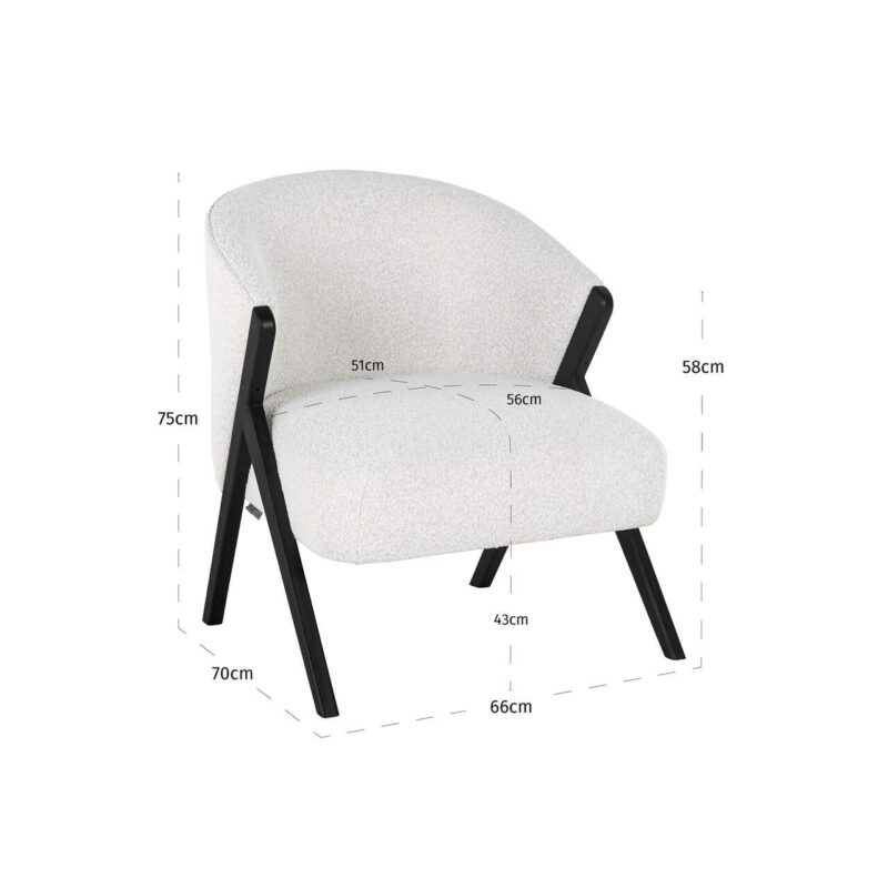 Lounge stoel Mia met verschillende kleuren bouclé