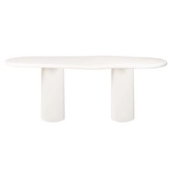 Textuur van de eettafel Bloomstone, wit, handgemaakt