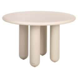 Detail van de eettafel Calma beige, handgemaakt en zelf te monteren