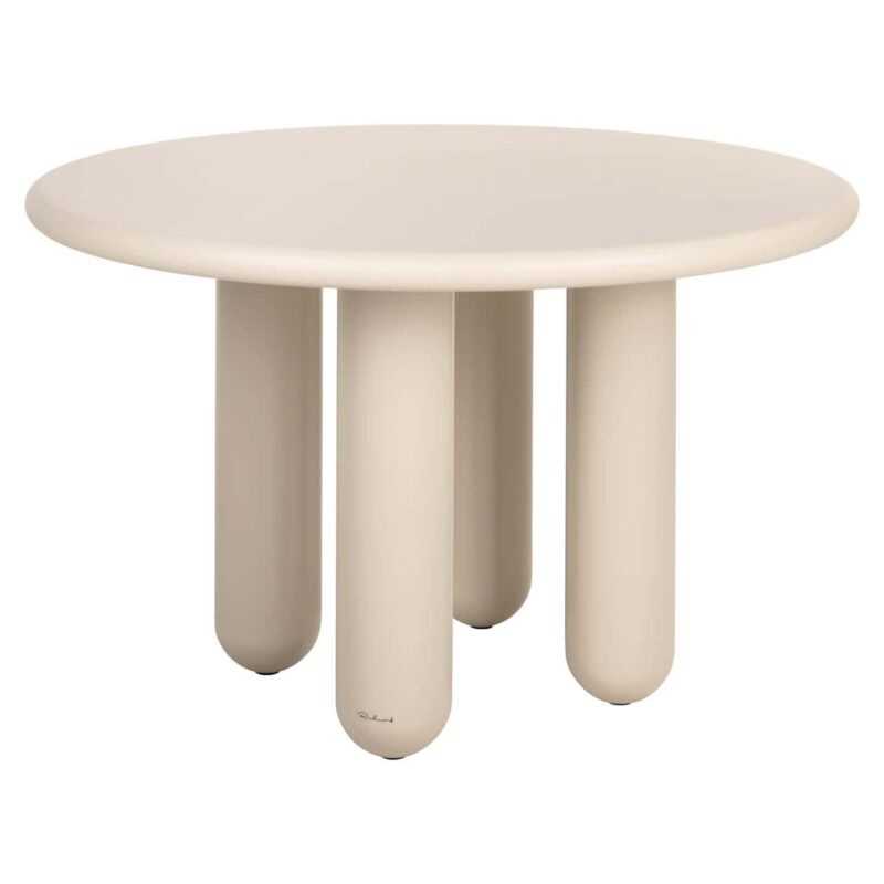 Detail van de eettafel Calma beige, handgemaakt en zelf te monteren