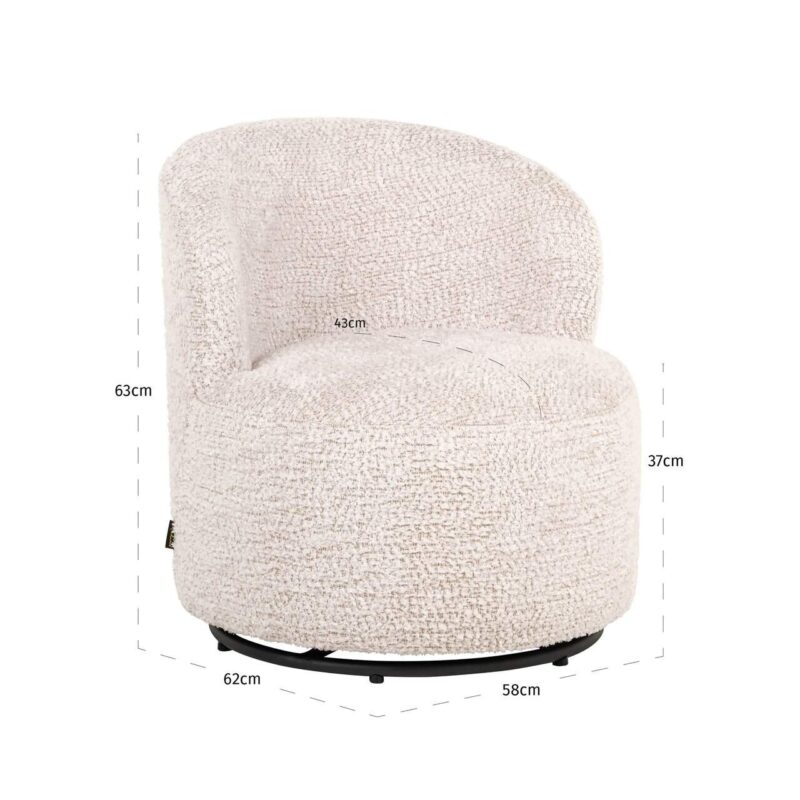 Lounge stoel Jackie lovely cream swivel kids