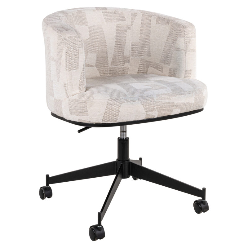 Eetkamerstoel Rochenne beige graffic swivel on wheels