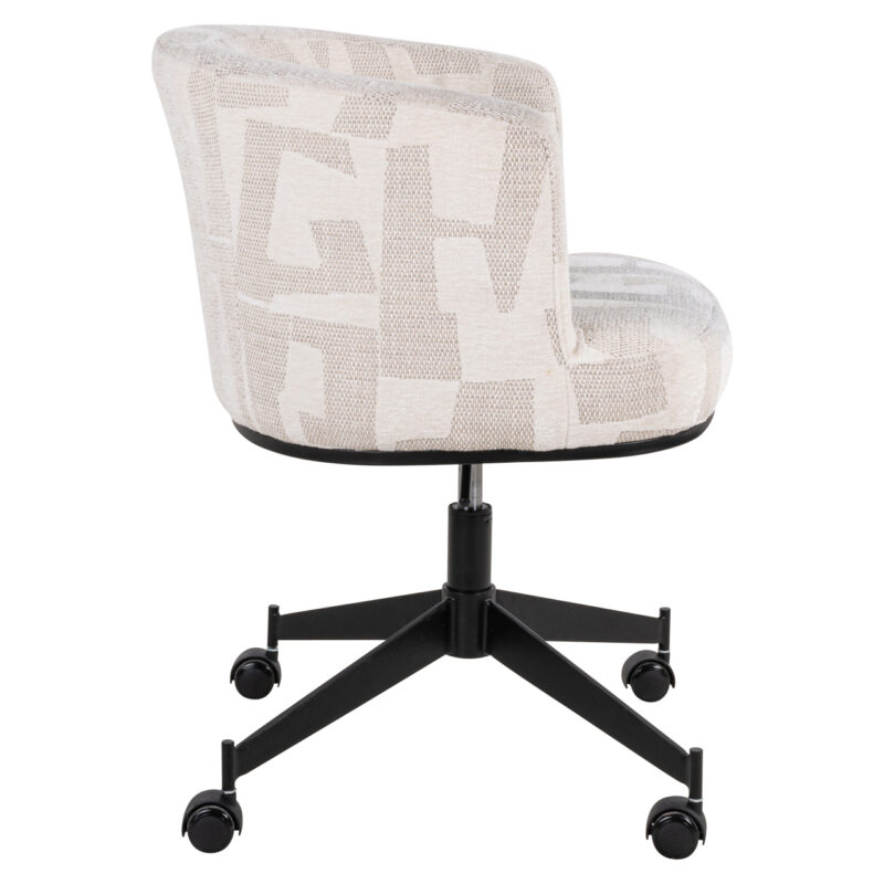 Eetkamerstoel Rochenne beige graffic swivel on wheels