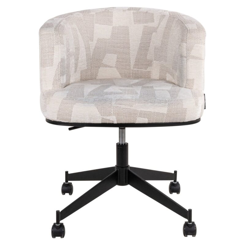 Eetkamerstoel Rochenne beige graffic swivel on wheels