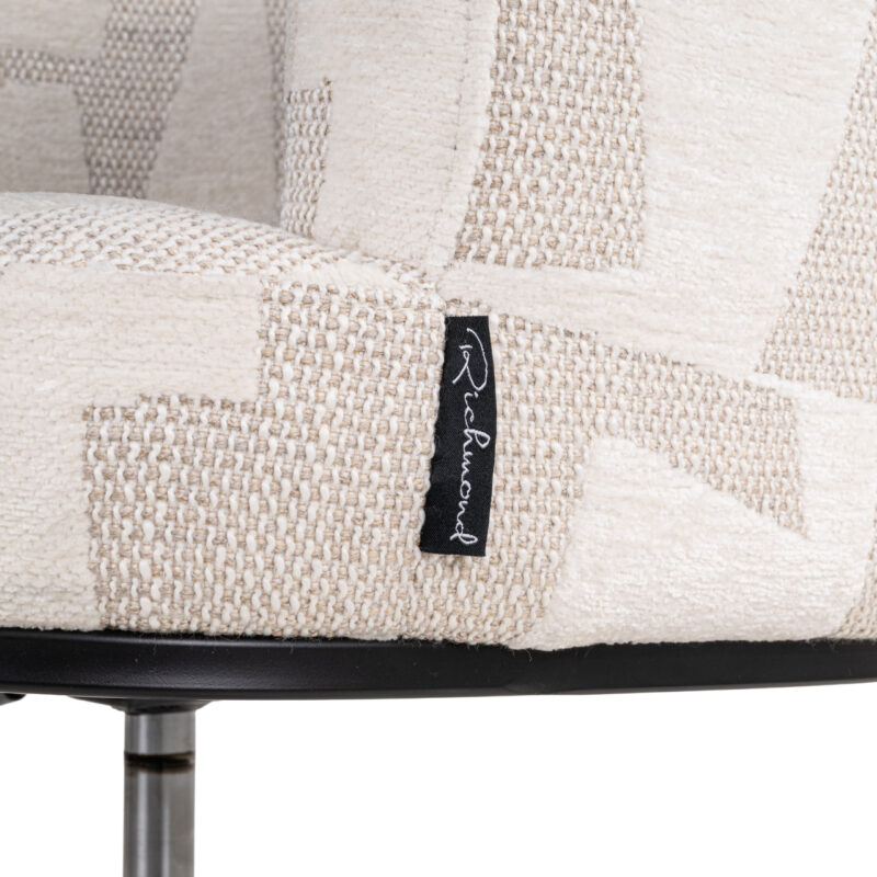 Eetkamerstoel Rochenne beige graffic swivel on wheels