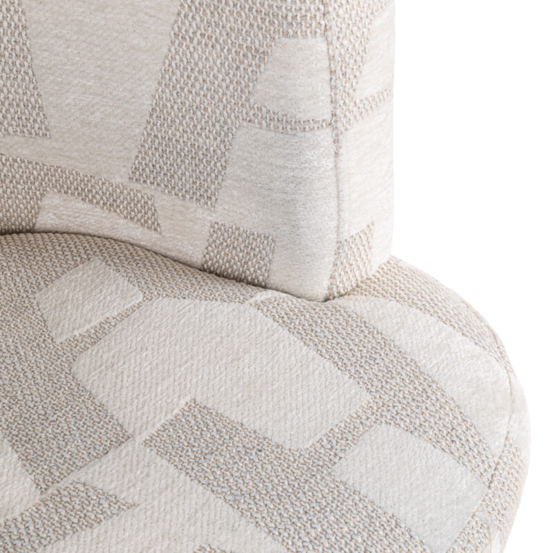 Eetkamerstoel Rochenne beige graffic swivel on wheels