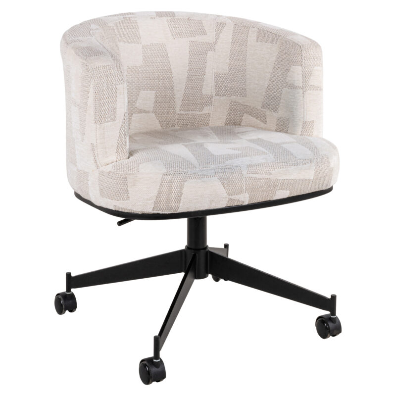 Eetkamerstoel Rochenne beige graffic swivel on wheels