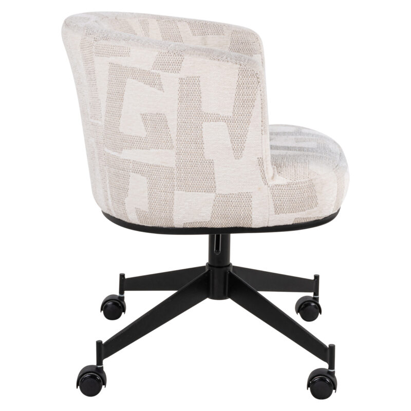 Eetkamerstoel Rochenne beige graffic swivel on wheels