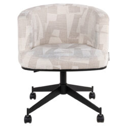 Eetkamerstoel Rochenne beige graffic swivel on wheels
