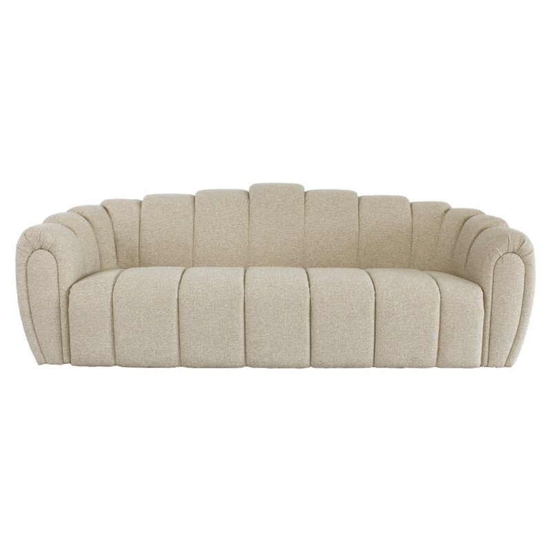 Detail van de handgemaakte bank sofa in beige biscotti kleur