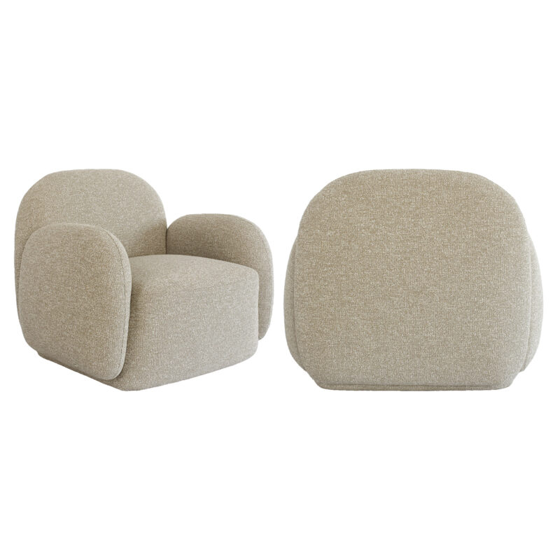 Detail brandvertragende stof lounge stoel Roxy lodge beige