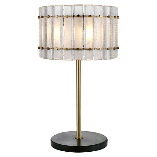 Hoge kwaliteit vintage tafellamp met glazen kap en metalen voet, perfect voor sfeervolle interieurverlichting en decoratie.