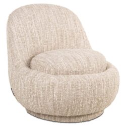 Rugleuning lounge stoel Arlanda beige angora, afgerond en comfortabel