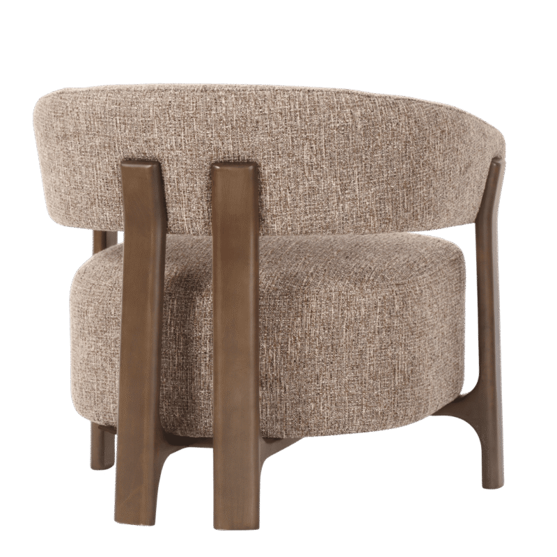 Detail van de brown tweed-stof van de lounge stoel Dalara
