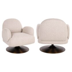 Detail armleuning lounge stoel Kagney biscotti swivel, brons, wit