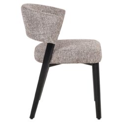 Eetkamerstoel Zeno earth tweed van achter, comfortabel zitgedeelte