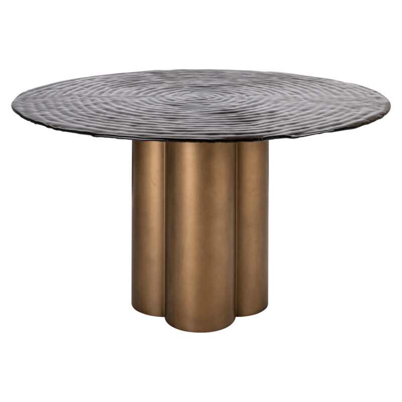 Textuur van de eettafel Glastonburry gold antique met antiek-gouden uitstraling