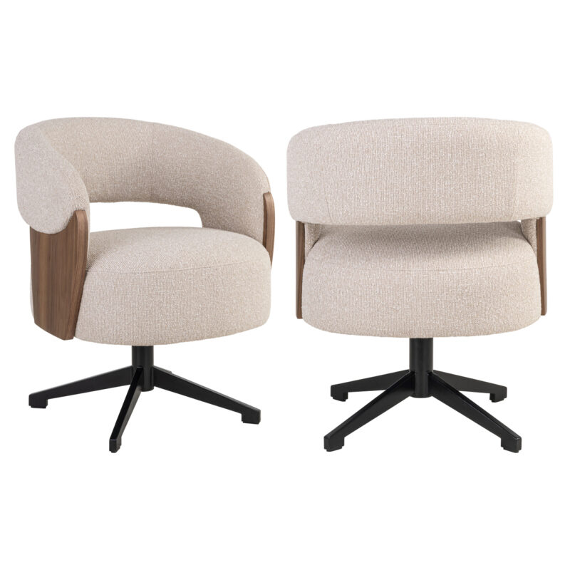 Detail armleuning eetkamerstoel Pollux lodge desert walnut