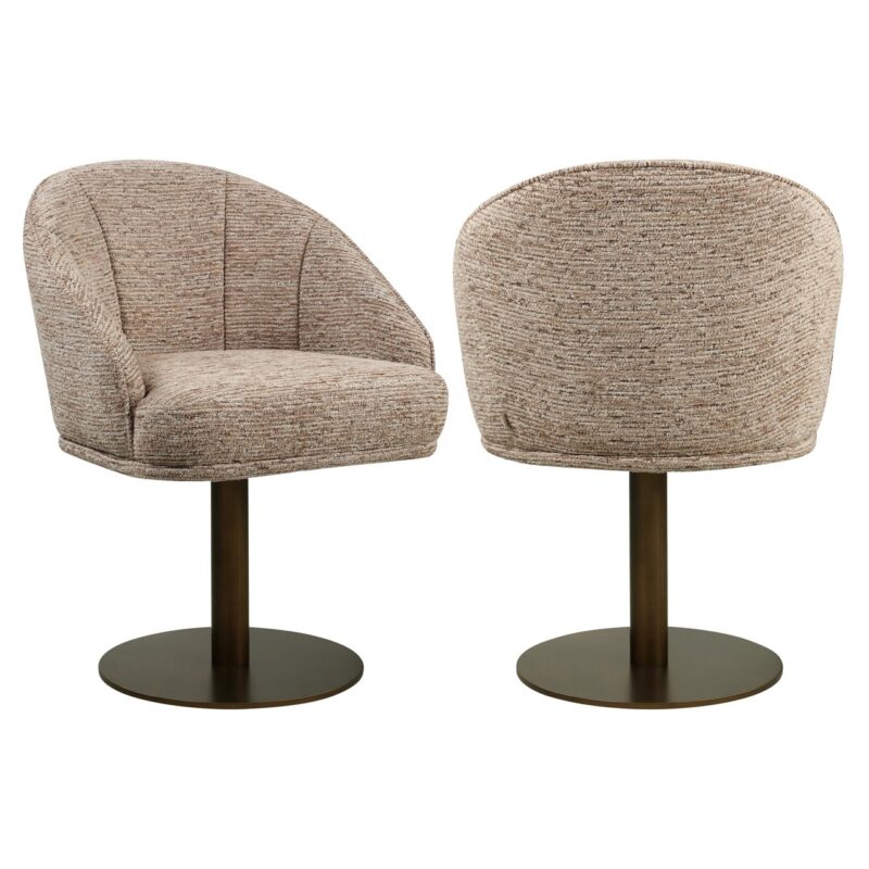 Detail armleuning eetkamerstoel Beverly mocca linear swivel