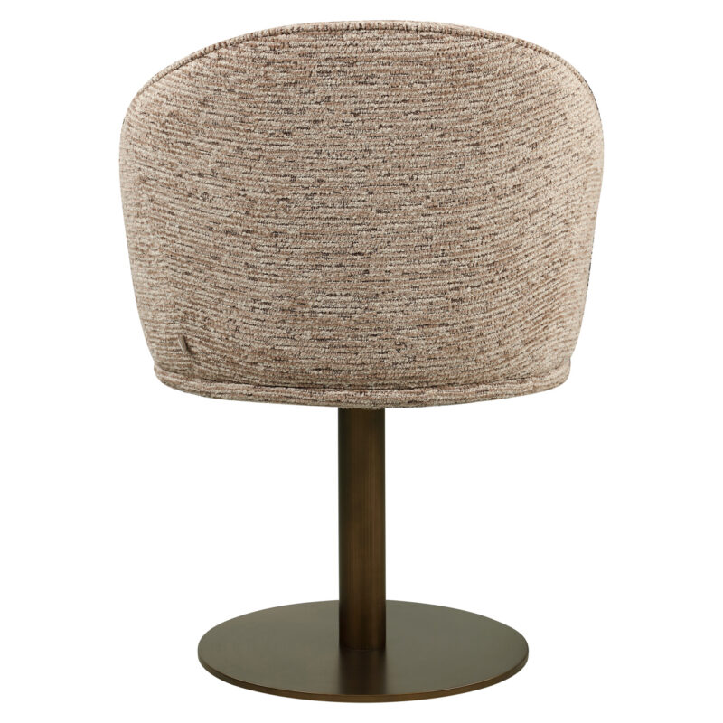 Eetkamerstoel Beverly mocca linear swivel vanaf onder, handgemaakt en zelf te monteren