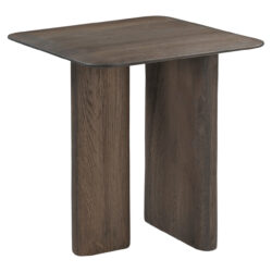 Textuur van de smoked charcoale oak top van de bijzettafel Castello