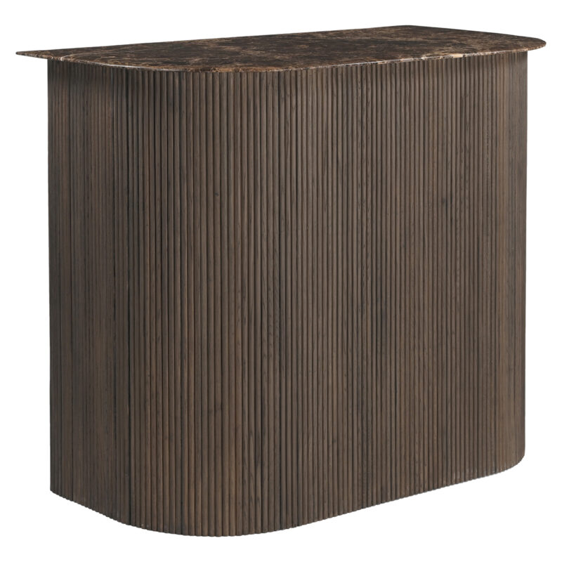 Detail van de handgemaakte bar in Smoked Charcoal