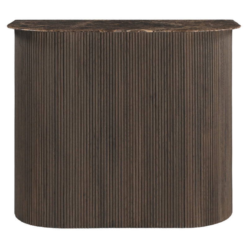 Bar in Smoked Charcoal in een lounge setting met warme verlichting