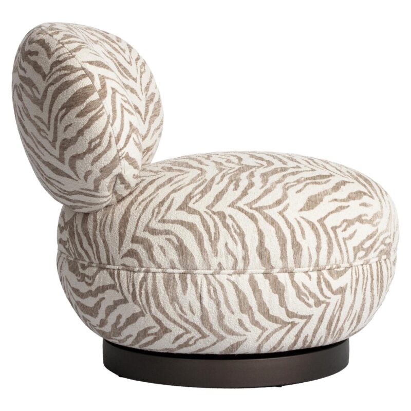 Perspectief van de lounge stoel Jace beige tiger swivel vanaf boven