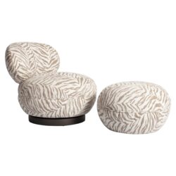Lounge stoel Jace beige tiger swivel