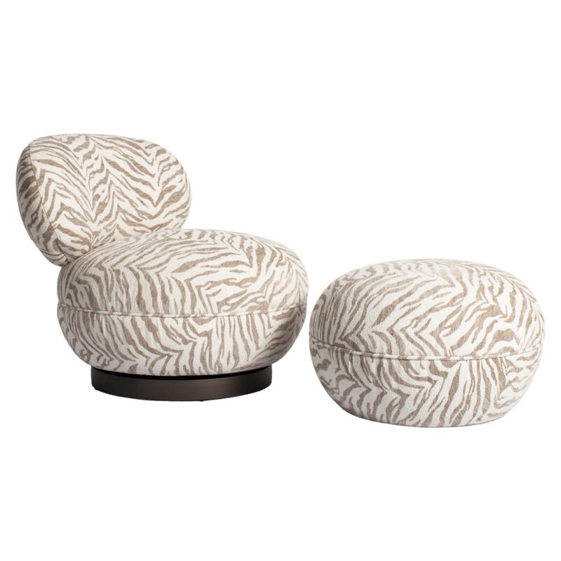 Lounge stoel Jace beige tiger swivel