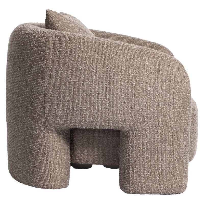 Lounge stoel Tuscany mocca chunky vanuit een ander perspectief, royale vorm