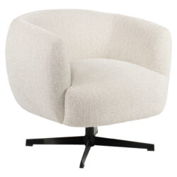 Textuur beige blockweave bekleding lounge stoel Estelle