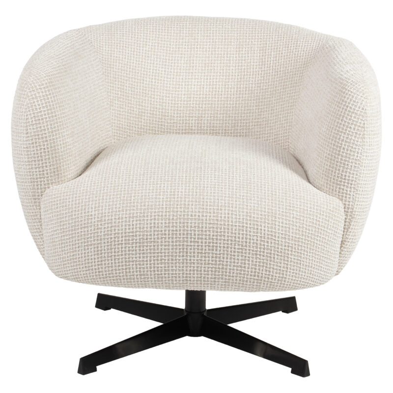 Lounge stoel Estelle beige blockweave swivel