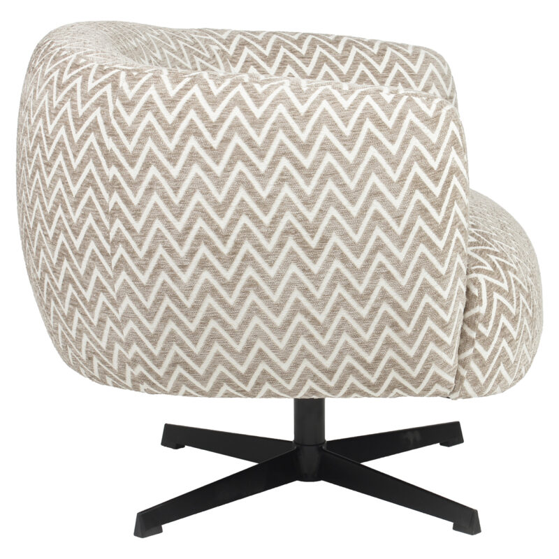Lounge stoel Estelle sand chevron swivel vanaf onder