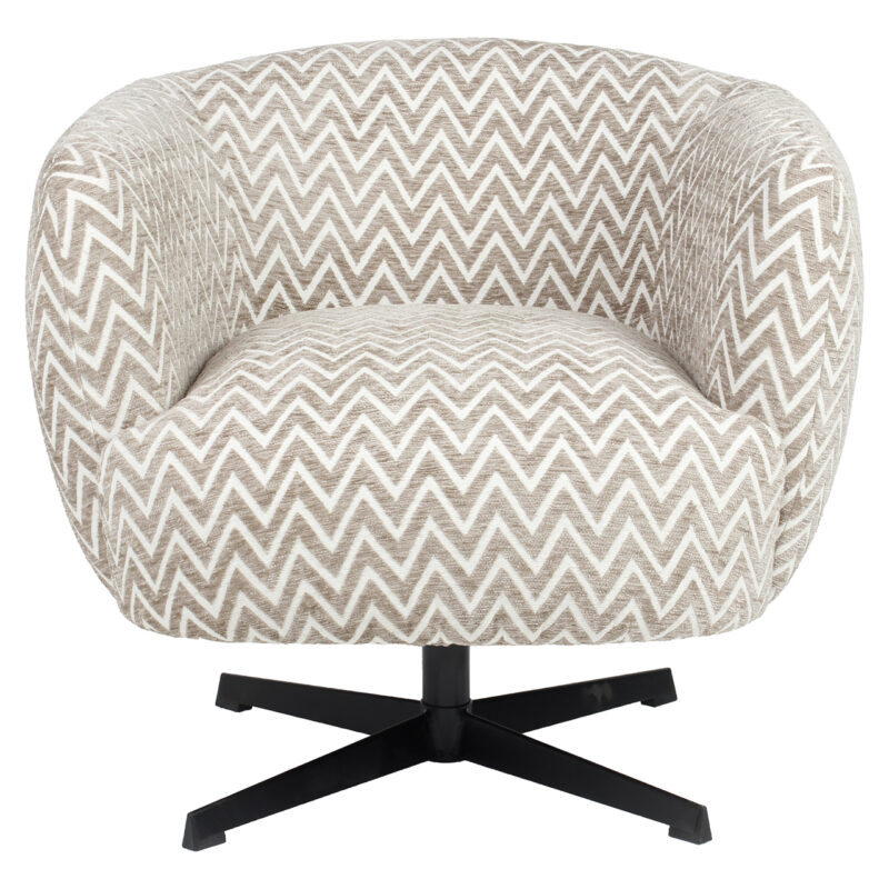 Lounge stoel Estelle sand chevron swivel in interieur