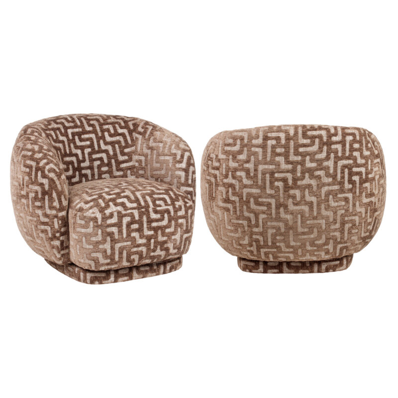 Detail van armleuning lounge stoel Negreslo brown labyrinth