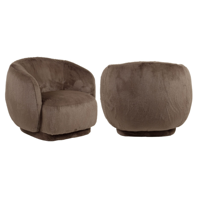 Brown fluffy bekleding lounge stoel Negreslo, textuur en comfort