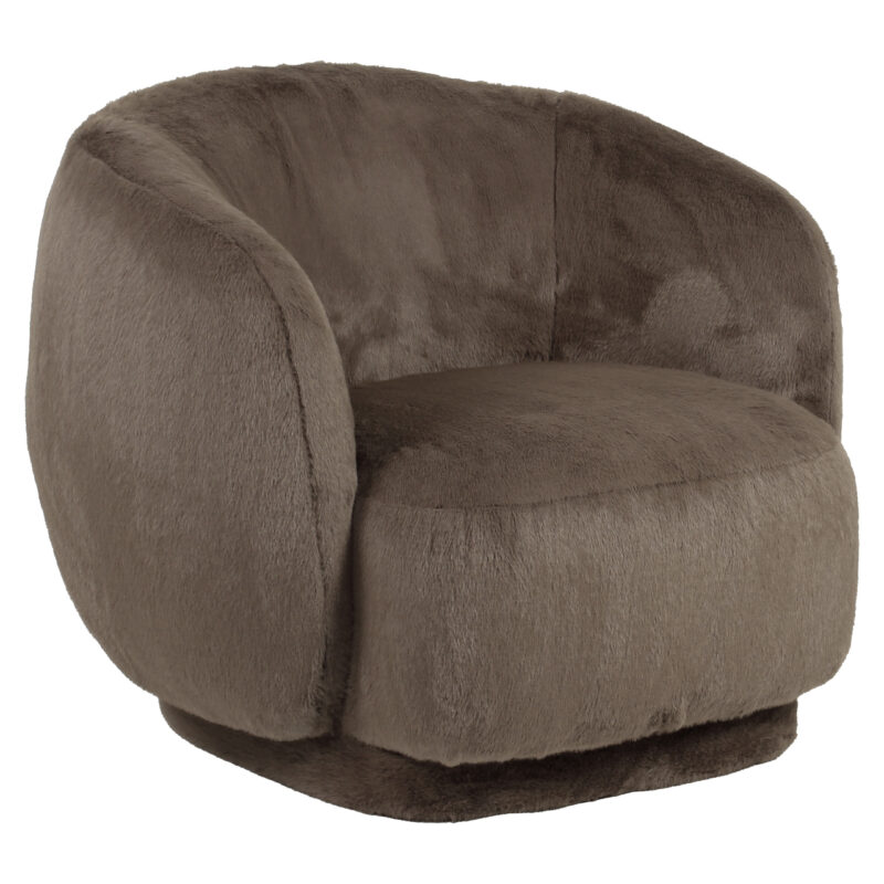 Lounge stoel Negreslo in interieur, royale vorm en brown fluffy bekleding