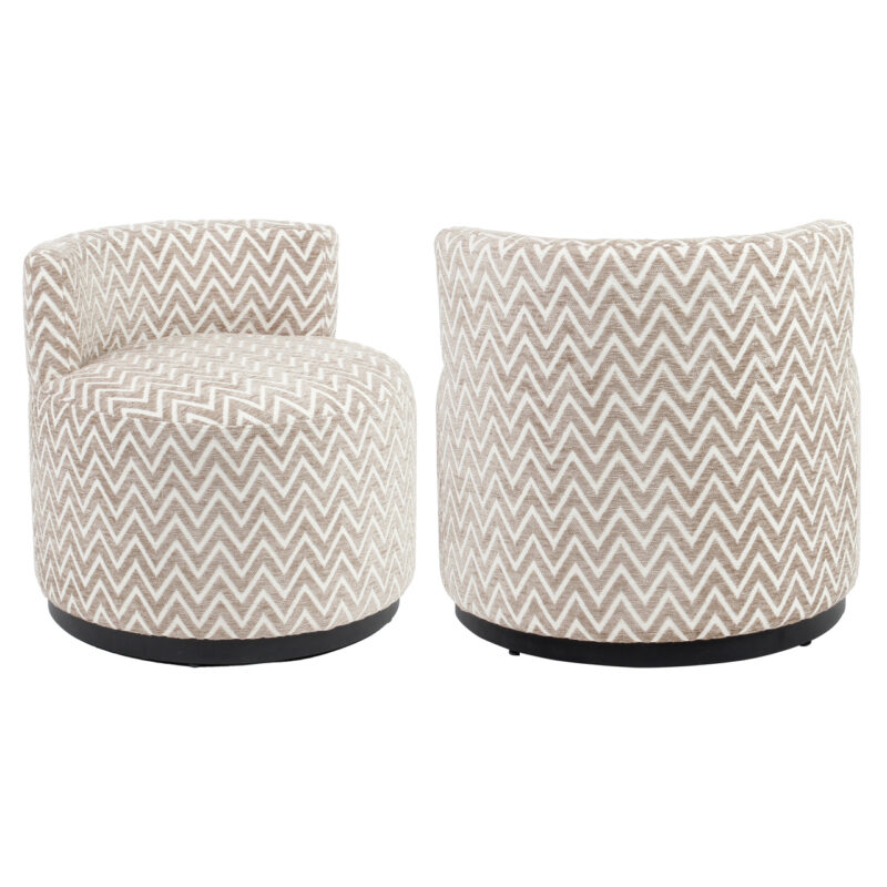 Detail van handgemaakte loungestoel Franny sand chevron