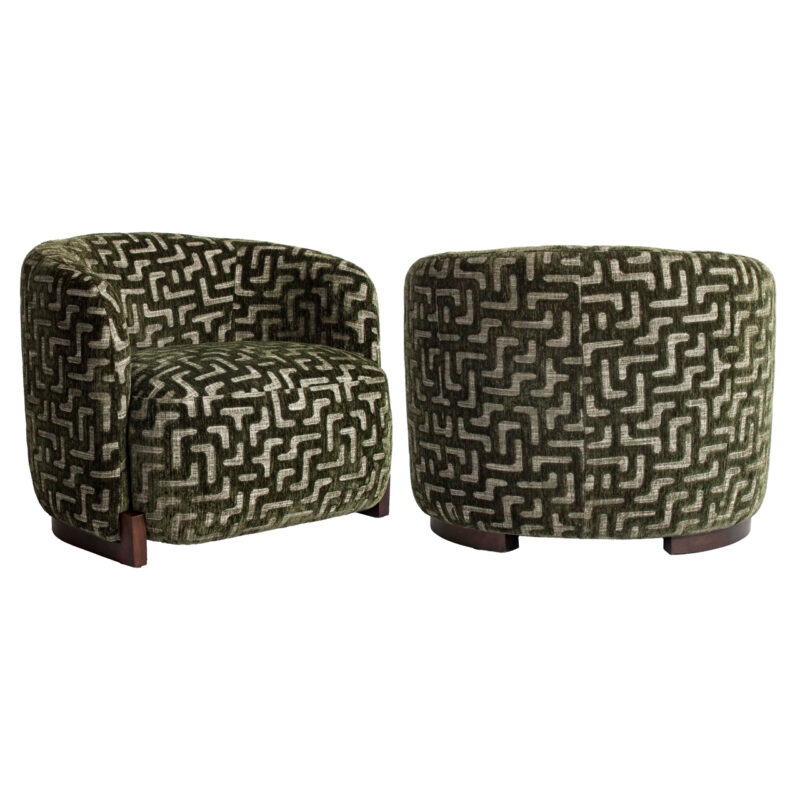 Detail armleuning lounge stoel Hannah moss labyrinth fire retardant