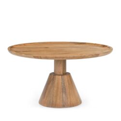 Detail van het organisch mangohouten tafelblad van de Salontafel Jade Kegelvoet