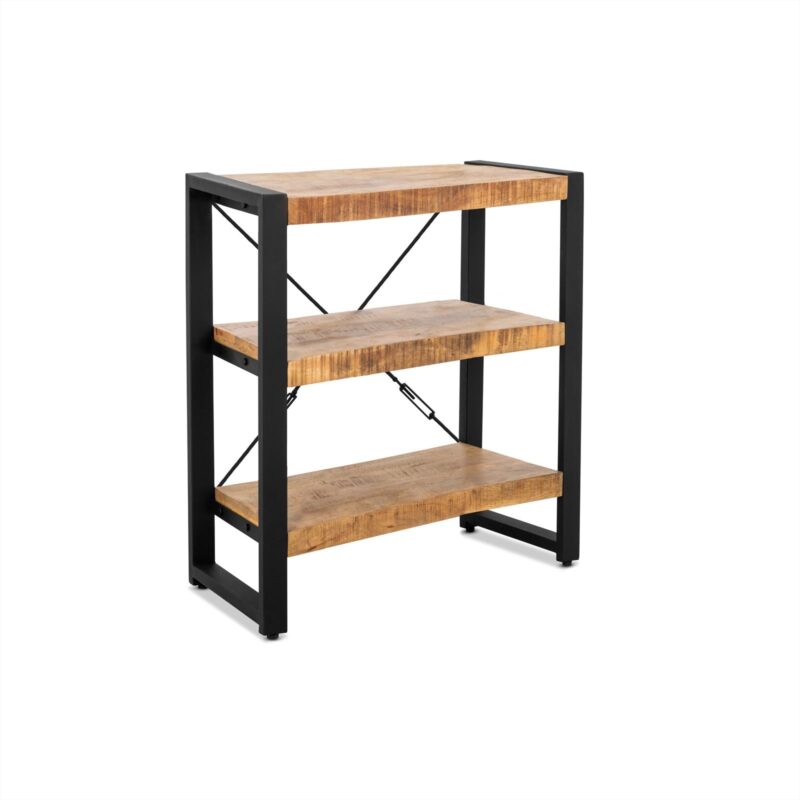 Boekenkast Britt 90 in interieur, houtkleurig, mangohout en staal