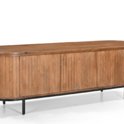 Textuur van het afgelakte mangohout van de Noor 170cm kast