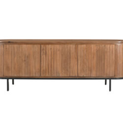 Detail van de mangohouten planken van de Noor 170cm kast