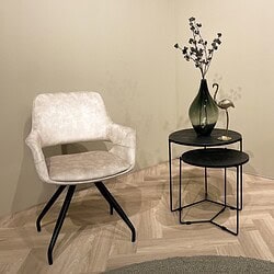 Capp eetkamerstoel beige velvet vanaf zijde