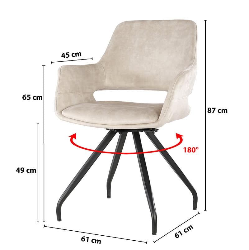 Capp eetkamerstoel beige velvet met poten