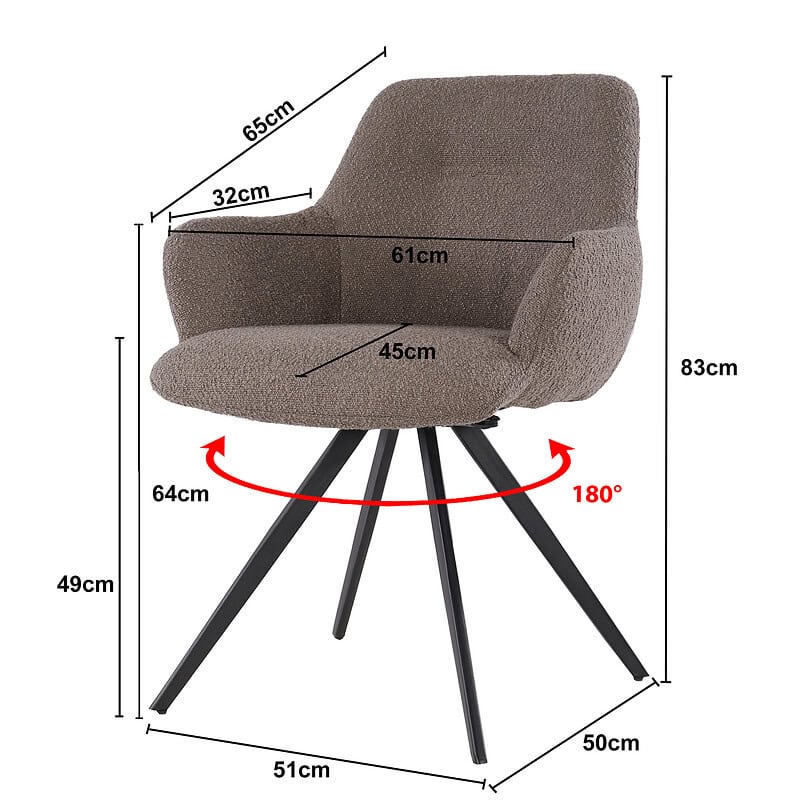 Gecoat staal van de Doreen eetkamerstoel