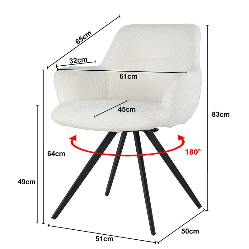 Elegante boucle stof van de Doreen eetkamerstoel